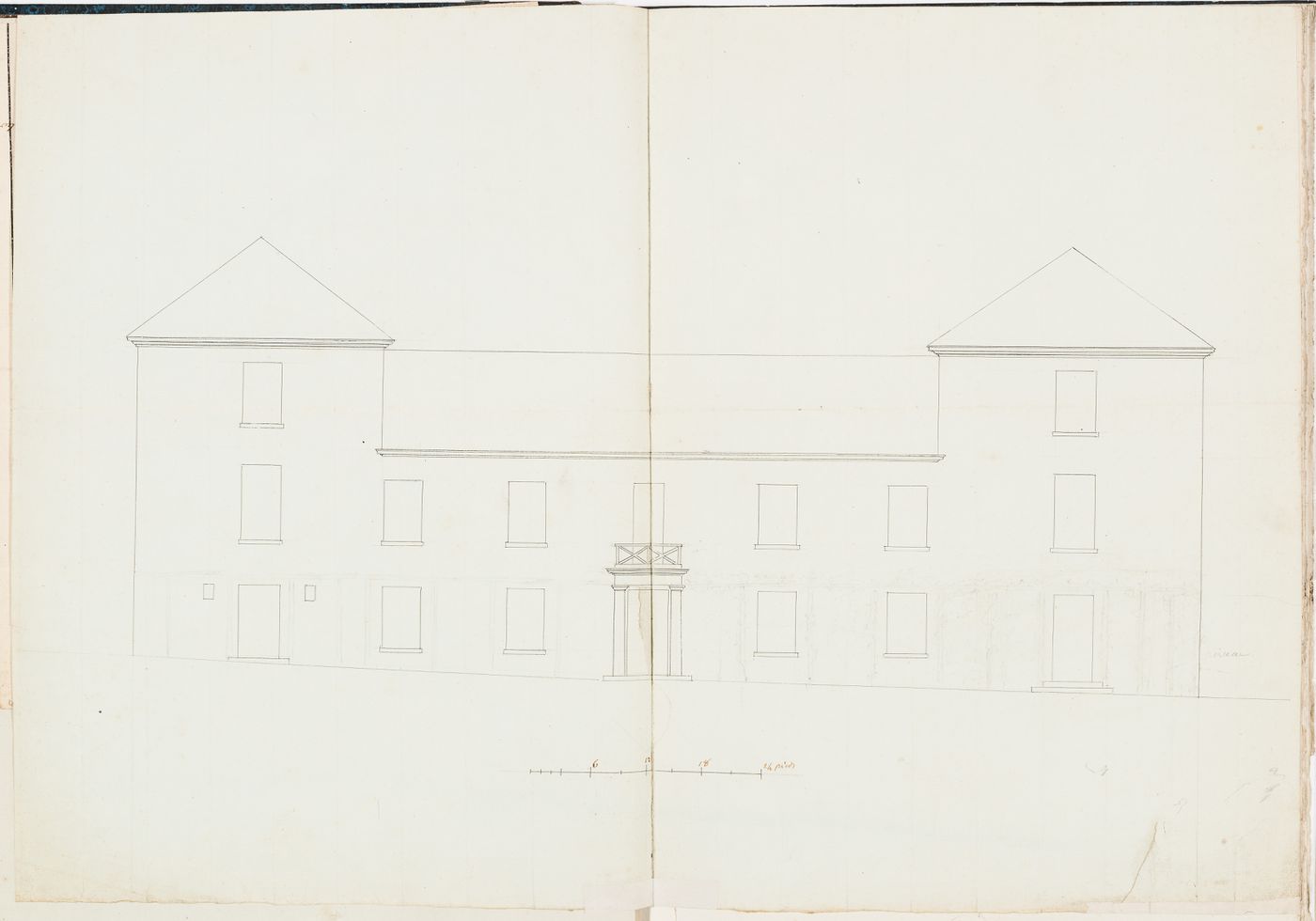 Principal elevation for the house, Domaine de la Vallée