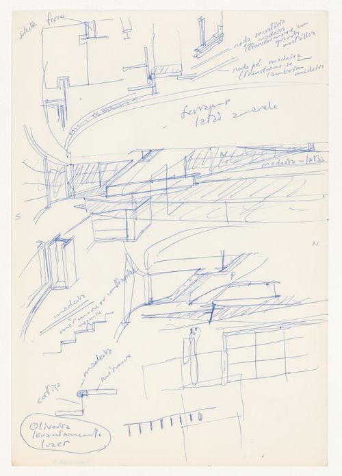 Sketches with annotations for Banco Borges & Irmão II [Borges & Irmão bank II], Vila do Conde, Portugal