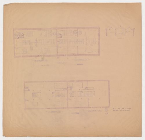 Monadnock and Kearsarge Buildings, Chicago: Attic and roof plans with section through skylights