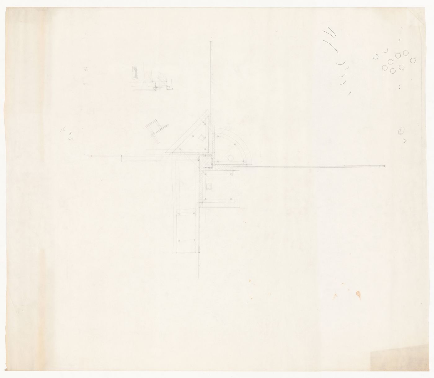 Plan with sketches for 1/4 House C
