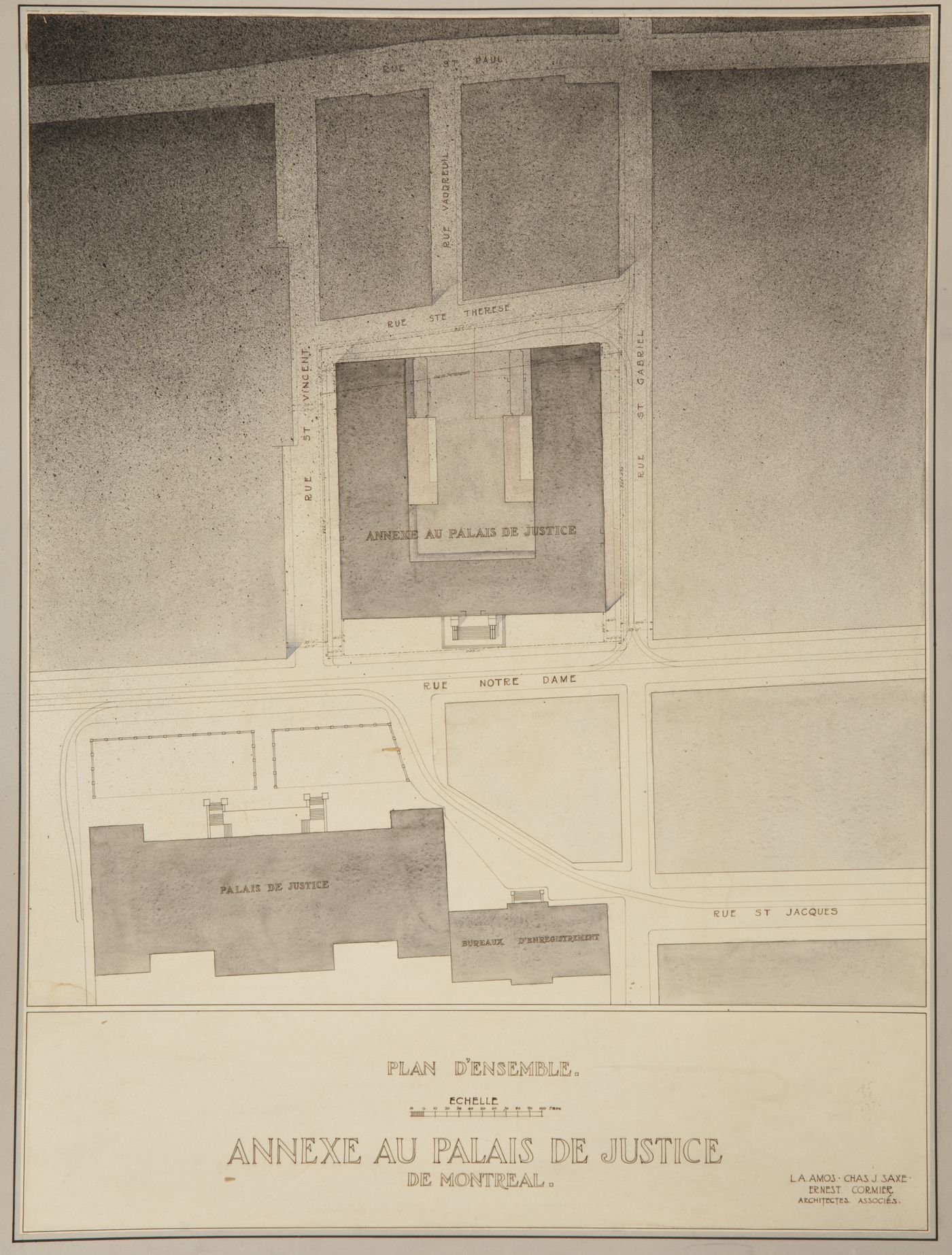 Plan d'ensemble, Annexe au Palais de Justice de Montréal, Montréal, Canada (1920-1927)