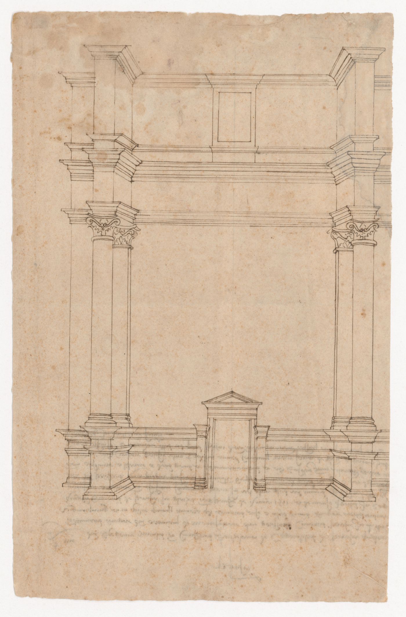 A design for the end wall of a room or an addition to the exterior of a building