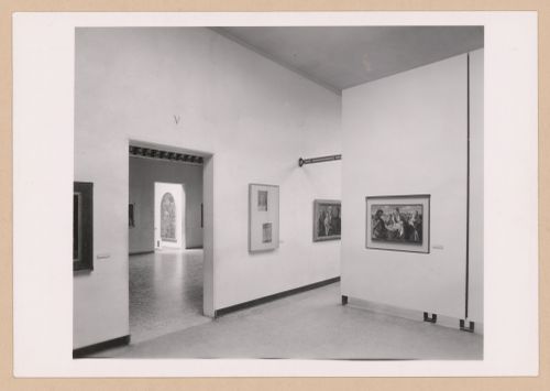 Interior view of a gallery showing paintings with doorways and other galleries on the left, Gallerie dell'Accademia di Venezia, Venice, Italy