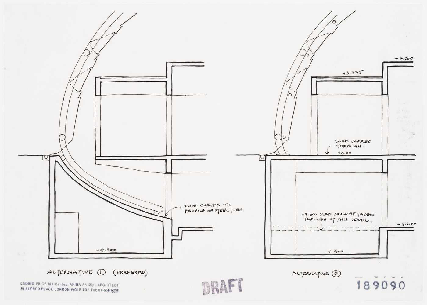 Serre (2): partial sections showing design alternatives