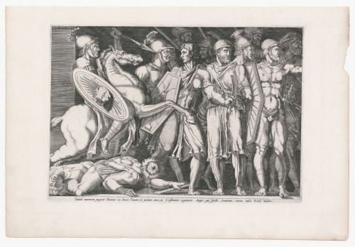 Elevation of a Trajanic bas-relief from the Arch of Constantine, Rome, showing Roman soldiers