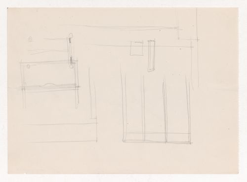 Sketch elevations [?] and sketch details [?] for a drawer, probably for Illinois Institute of Technology