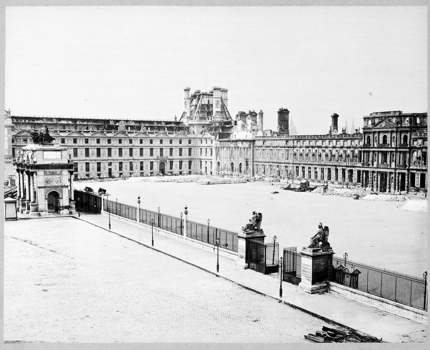 View of the Tuileries exterior facade after the Paris Commune, Paris, France