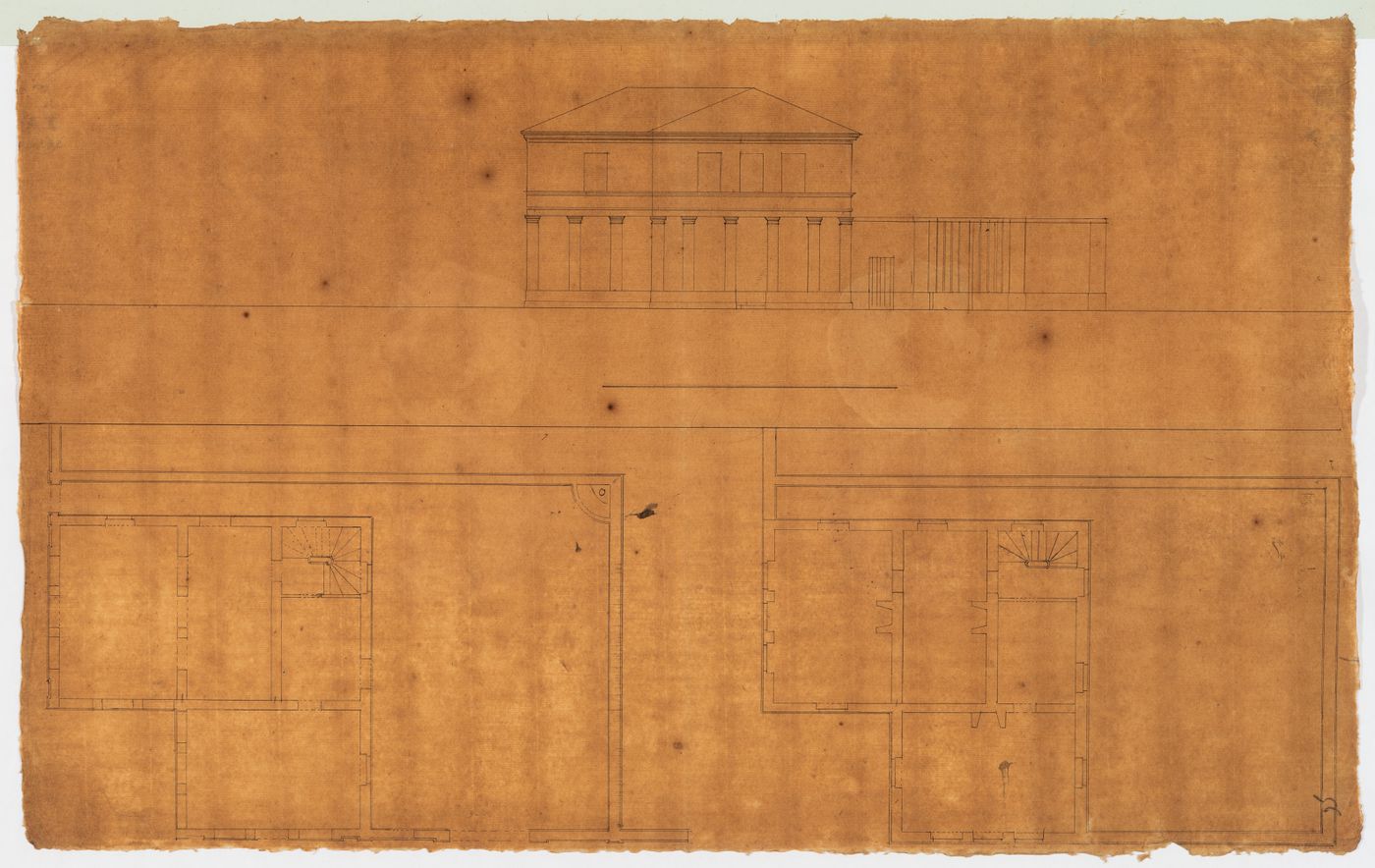 Elevation and plans for a "maison du blanchisseur" (variant design)