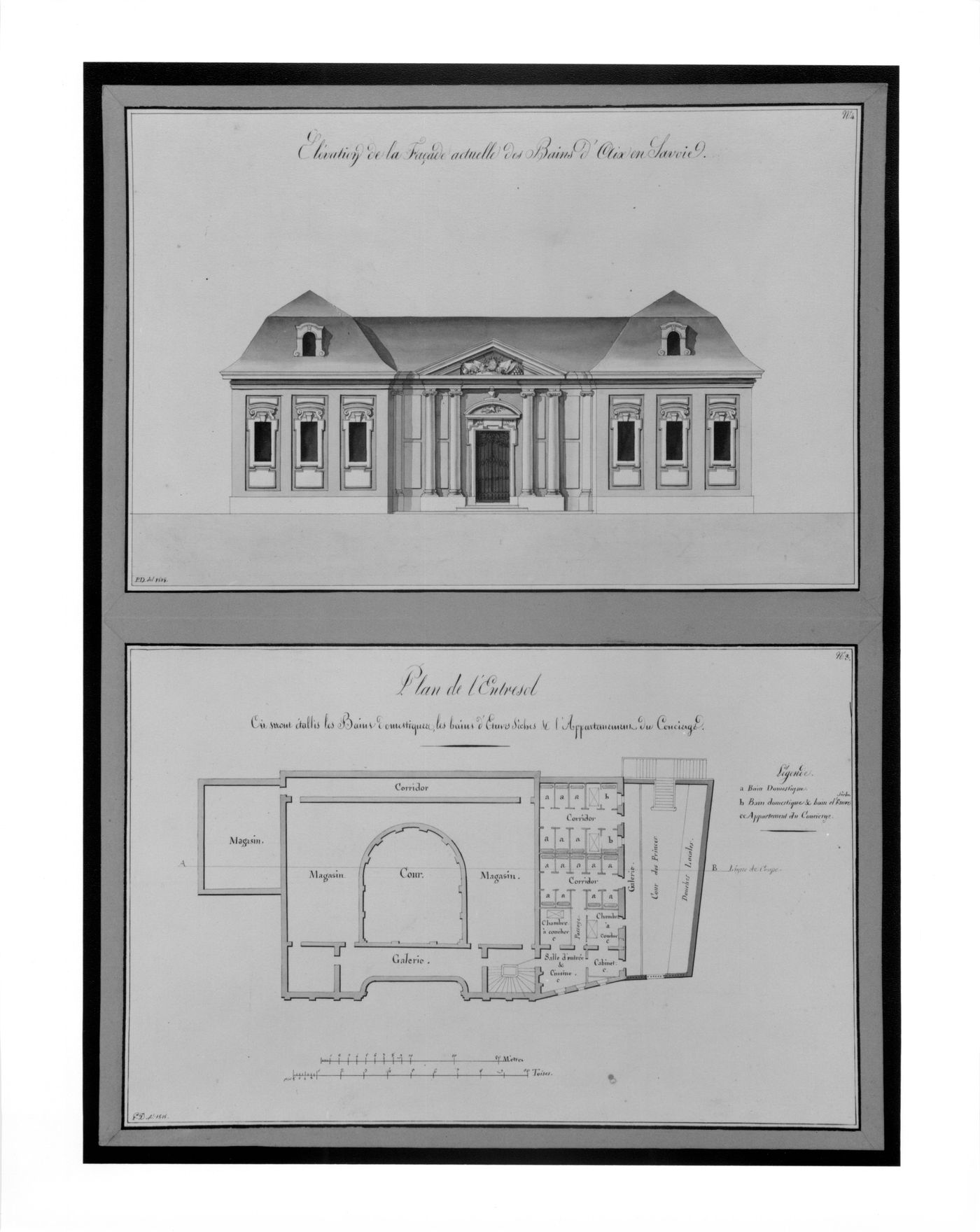 Drawing for the enlargement of the Baths at Aix-en-Savoie