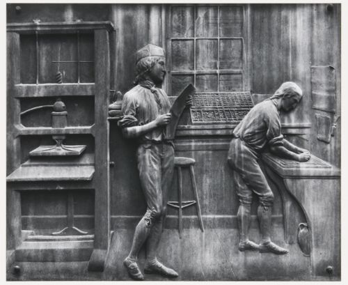 View of plaques on base of Franklin statue, Old City Hall, Boston, Massachusetts, United States