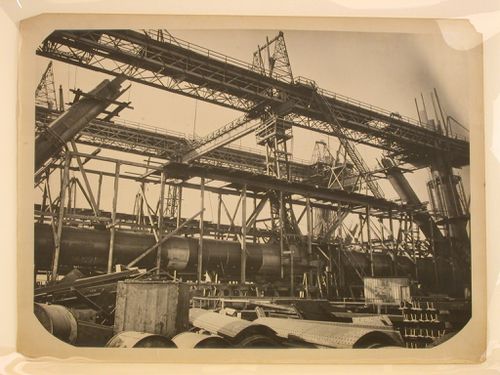 View of the Forth Bridge under construction, Firth of Forth, Scotland