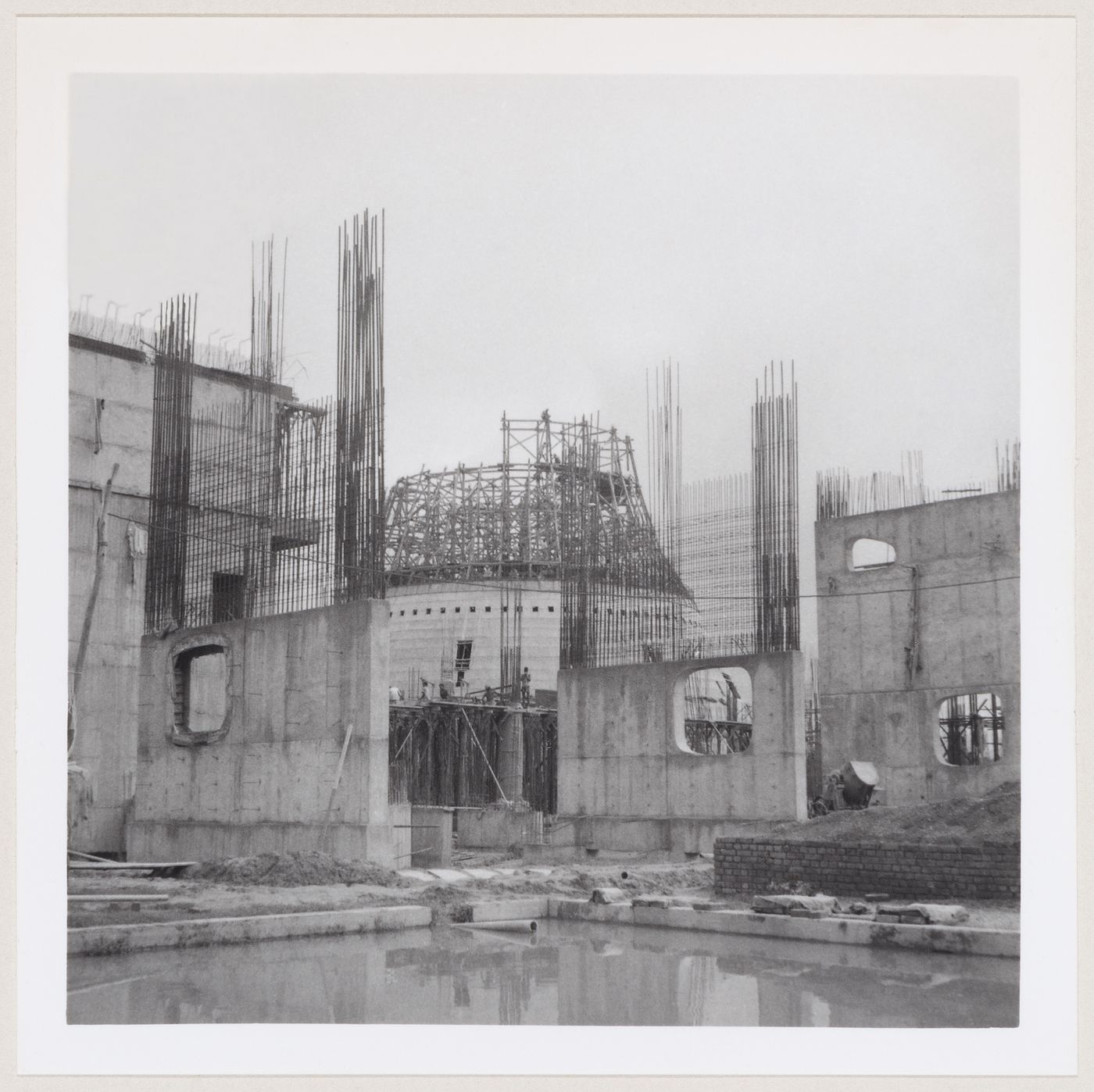 View of the Palace of the Assembly under construction, Chandigarh, India