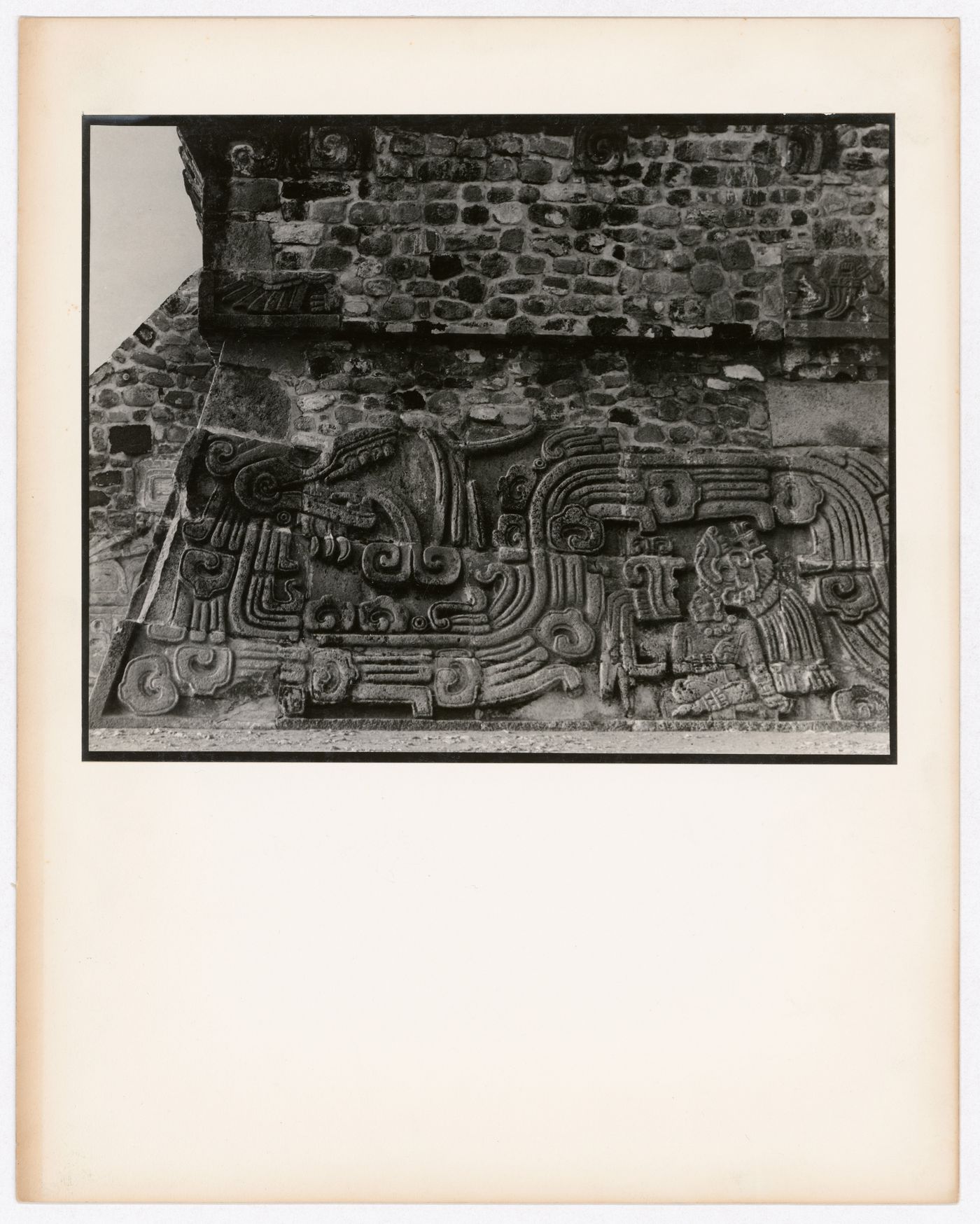 Partial view of a pyramid, possibly known as the Pyramid of the Feathered Serpent, Xochicalco Site, Xochicalco, Mexico