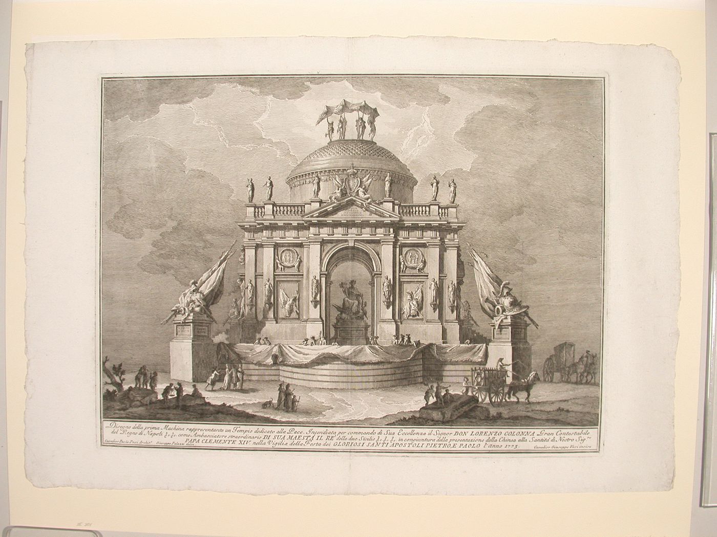 Etching of Posi's design for the "prima macchina" of 1773
