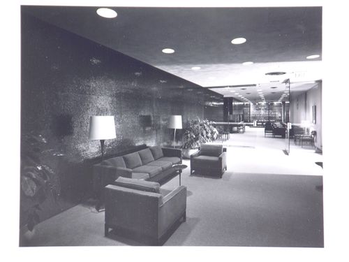 Interior view of a reception area, Hartford National Bank and Trust Company building, Hartford, Connecticut, United States