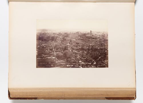 Panoramic view of Canton (now Guangzhou) showing houses and the Temple of the Six Banyan Trees (Liù róng sì) before its restoration, China
