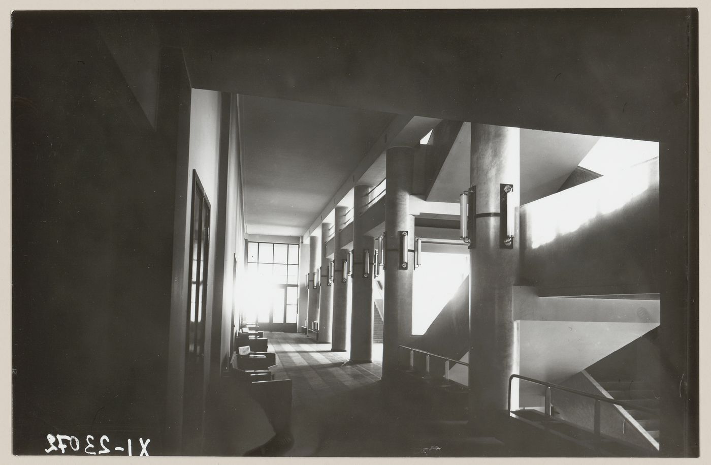 Interior view of a corridor and stairs of the ZIL Palace of Culture (club for the Likhachev Automobile Plant), Moscow