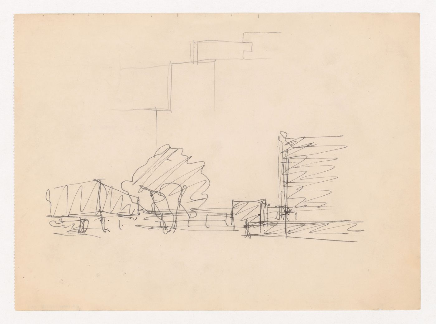 Perspective sketch for Illinois Institute of Technology, with an unidentified sketch