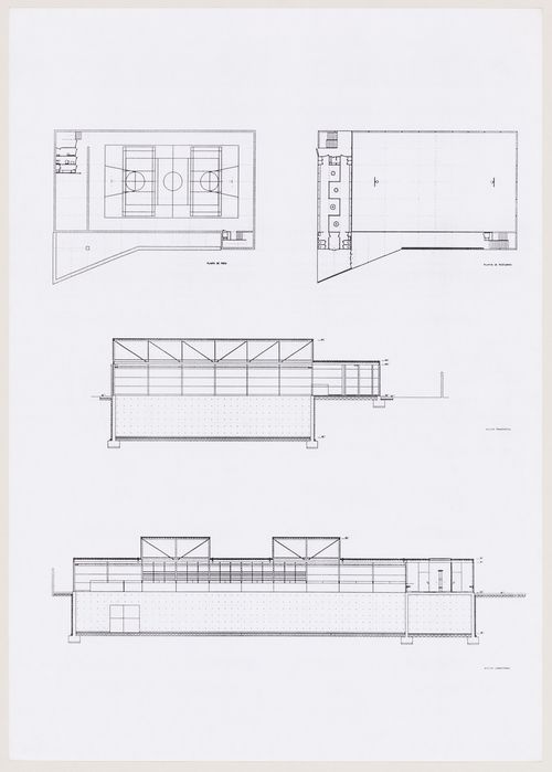 Plans and sections, Polideportivo Madrigal de las Altas Torres, Ávila, Spain