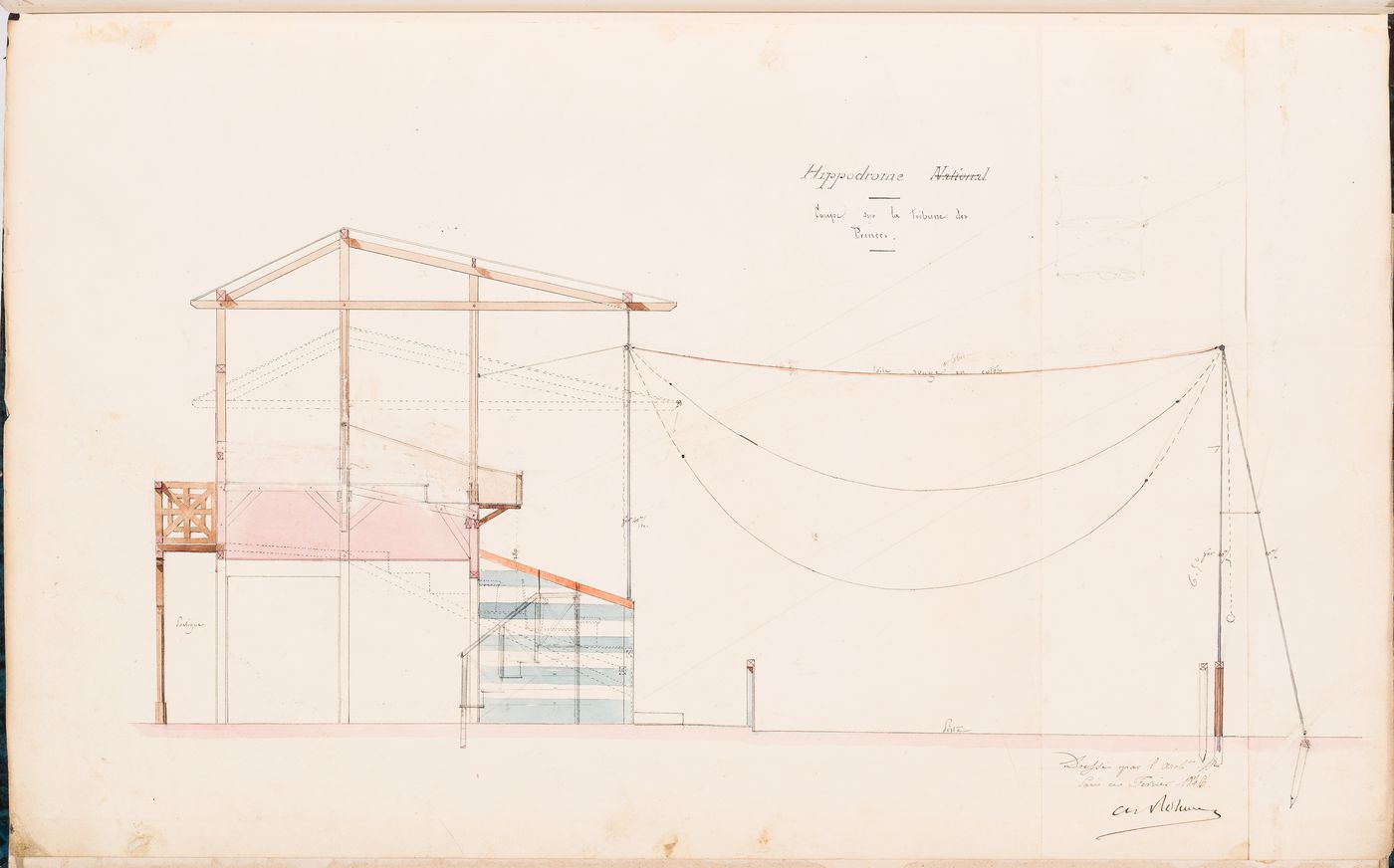 Hippodrome national, Paris: Section through the princes' grandstand