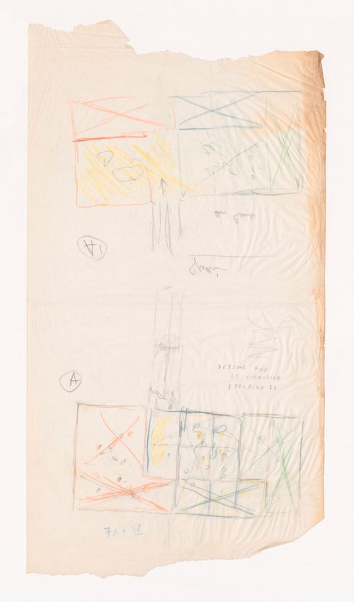 Sketch plan "A": Ahrenberg pavilion, Stockholm, Sweden; verso: sketch plan "A": Ahrenberg pavilion, Stockholm