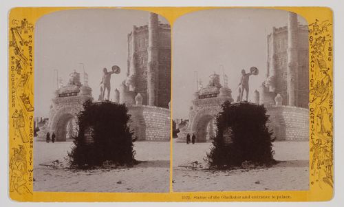 1522. Statue of the Gladiator and entrance to Palace. St. Paul Ice Carnival, 1886, 1887, 1888