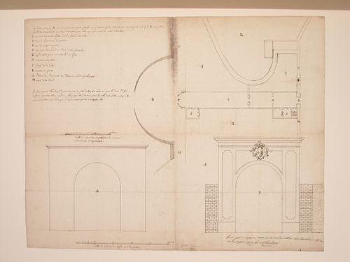Elevations and site plan for gateways carrying the French royal coat-of-arms, Dijon