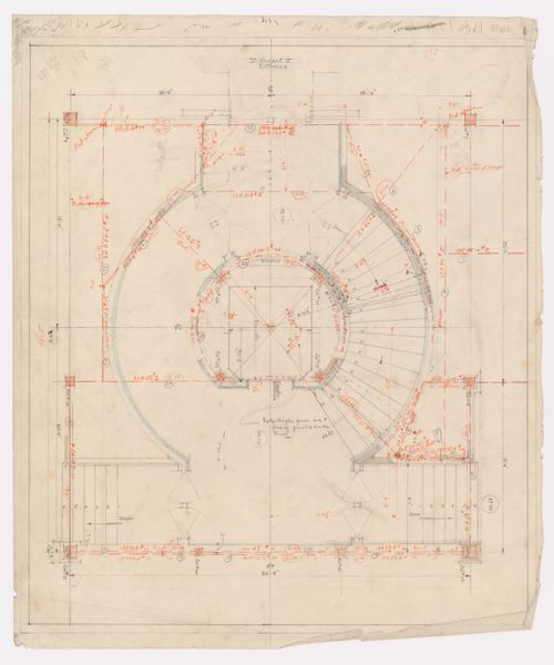 Étude des escaliers, Annexe au Palais de Justice de Montréal, Montréal, Canada (1920-1927)
