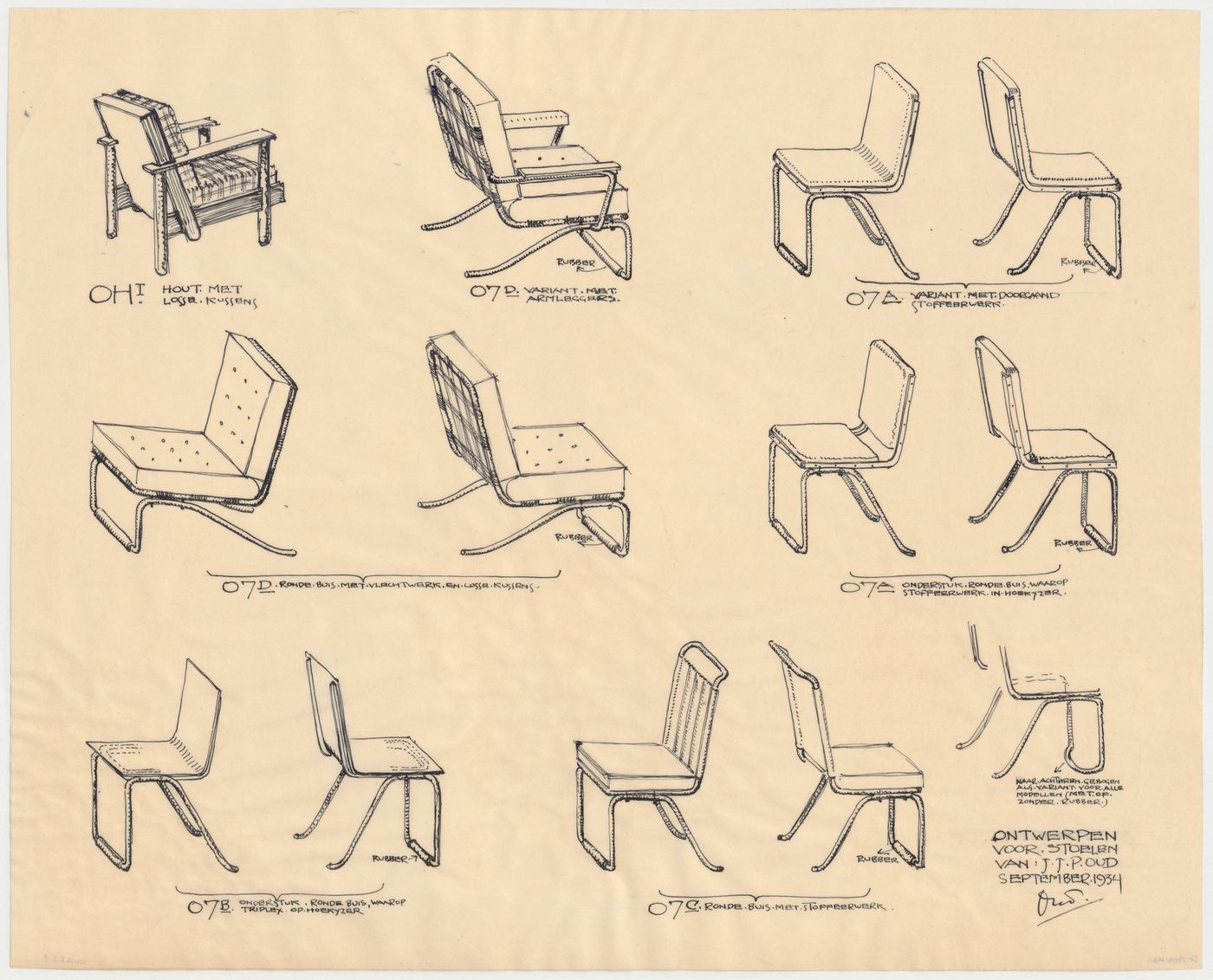 Perspectives for chair designs for Metz & Co., Amsterdam, Netherlands