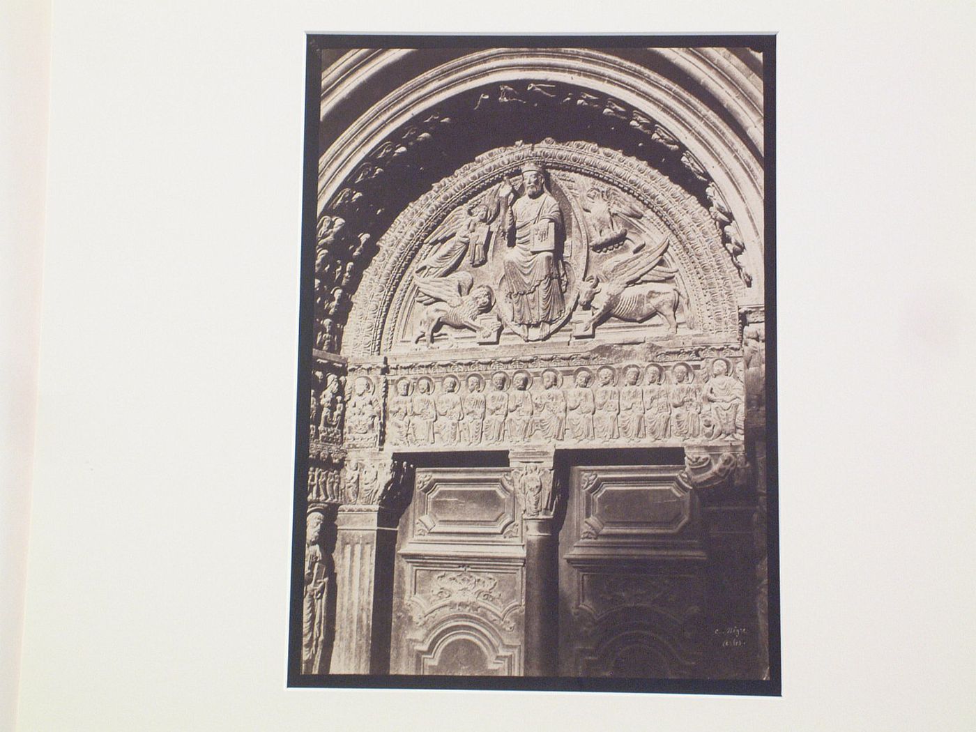 Detail of tympanum and lintel sculpture, Saint Trophime, Arles, France