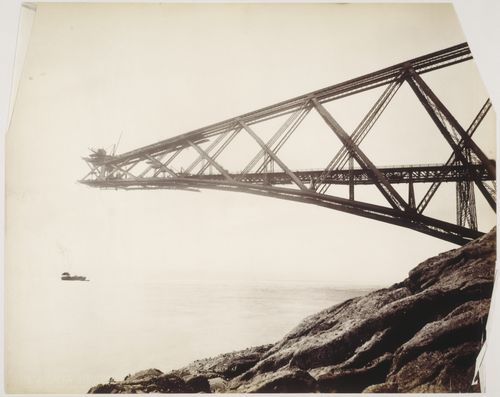 View of the Forth Bridge under construction, Firth of Forth, Scotland