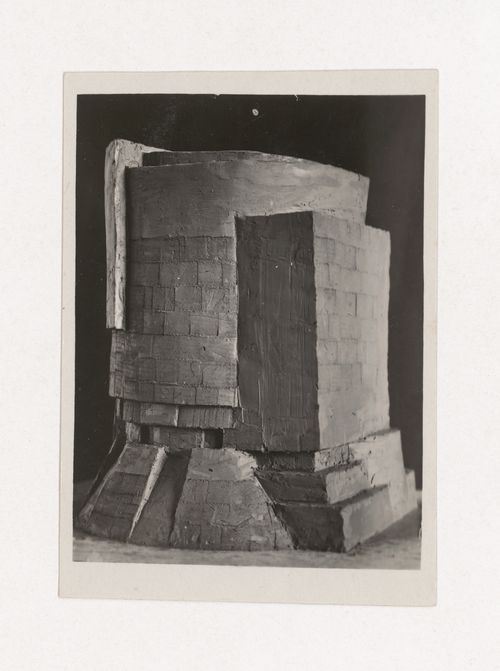 Photograph of a student model on the topic "Constructing a Voluminous Form with Finding and Expressing Mass and Weight" for the "Space" course at the Vkhutemas (Higher State Artistic Technical Studios), Moscow