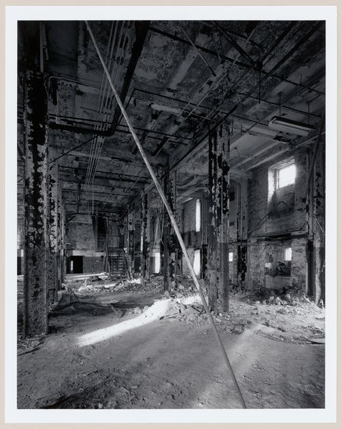 Lachine Canal Project: Interior showing pole, Redpath Refinery Building, Montréal, Québec