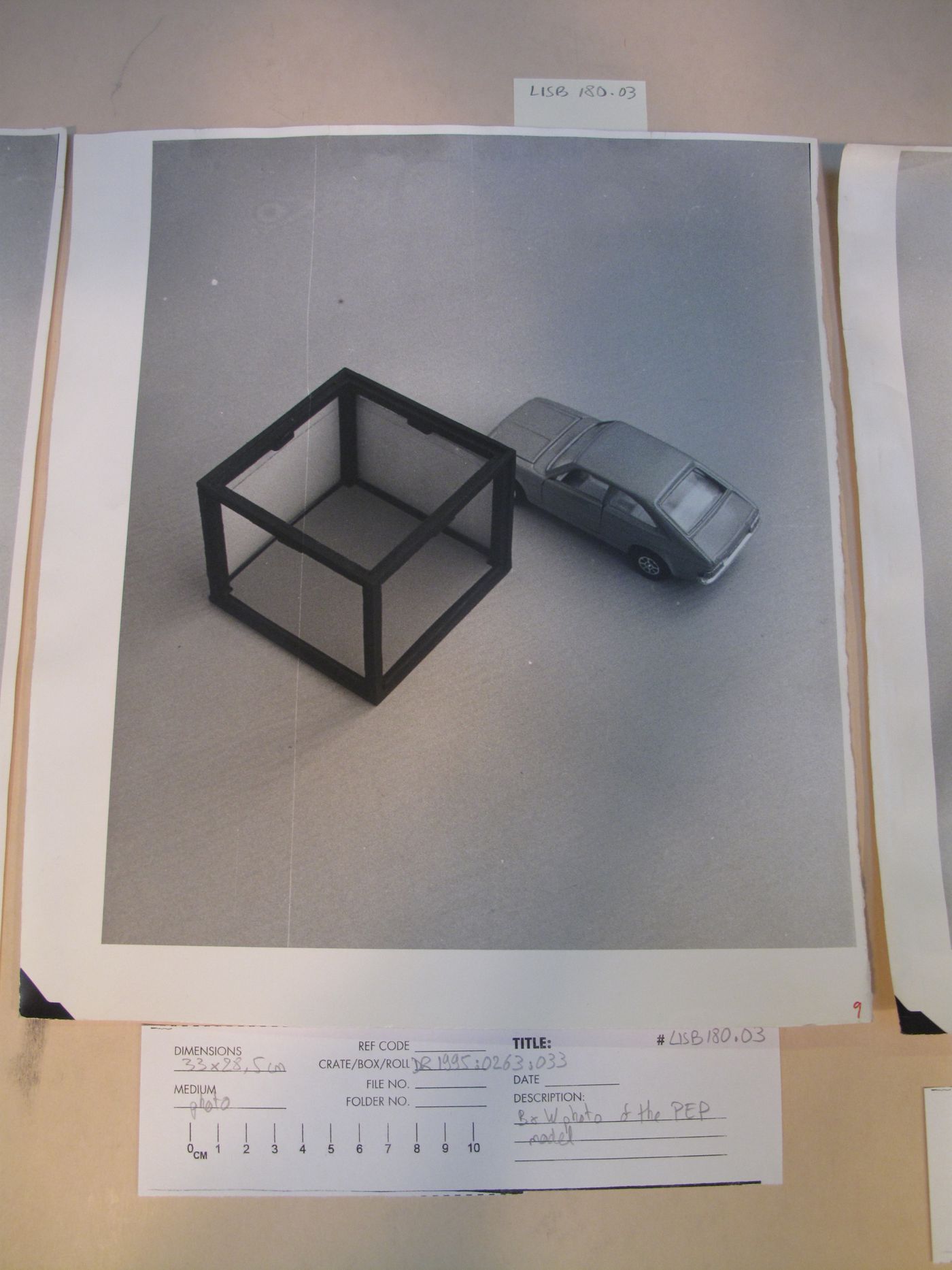 McAppy: view of elements from the model for the Portable Enclosures Programme (cubic portable enclosure with a car)