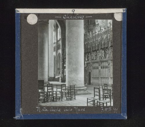 View of north choir aisle into nave of Cathédrale de Chartres, Chartres, Eure-et-Loir, France