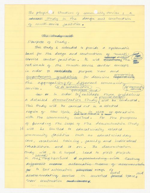 Draft proposal for research on urban community service facilities