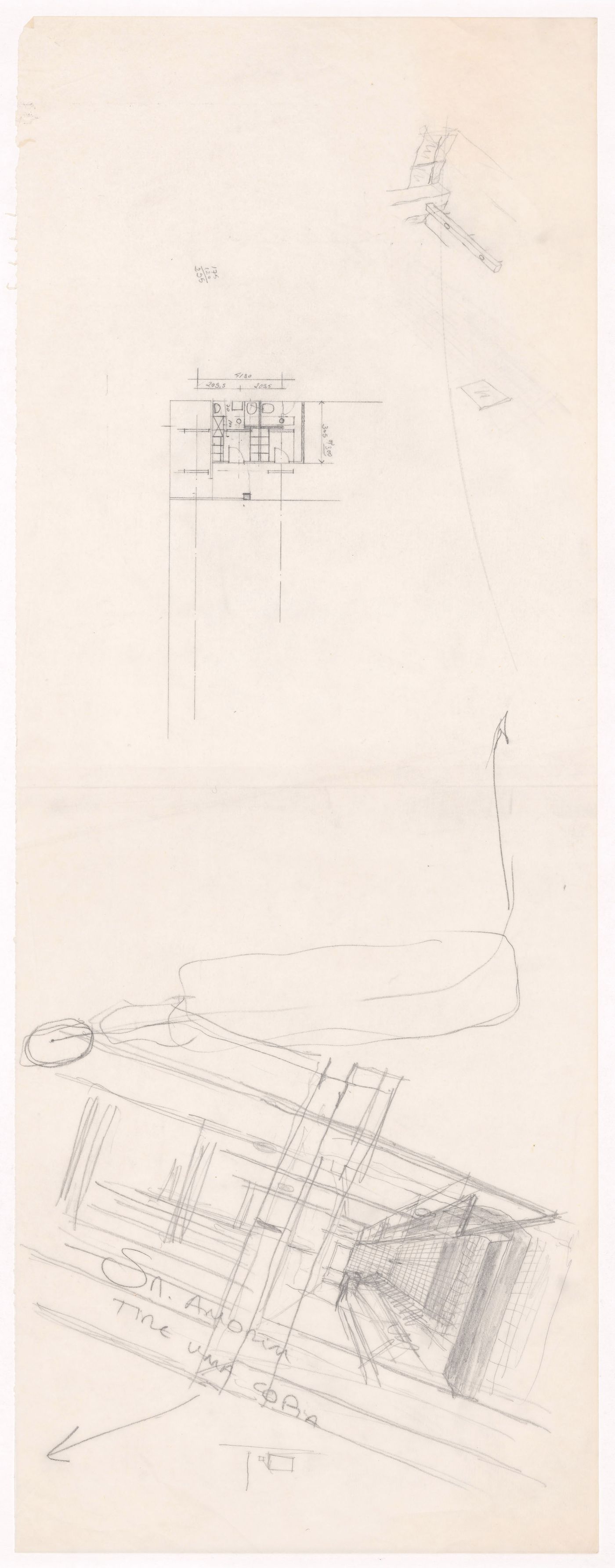 Sketch plan and perspective  for Cooperativa Unicoope Domus/Pasteleira, Porto, Portugal