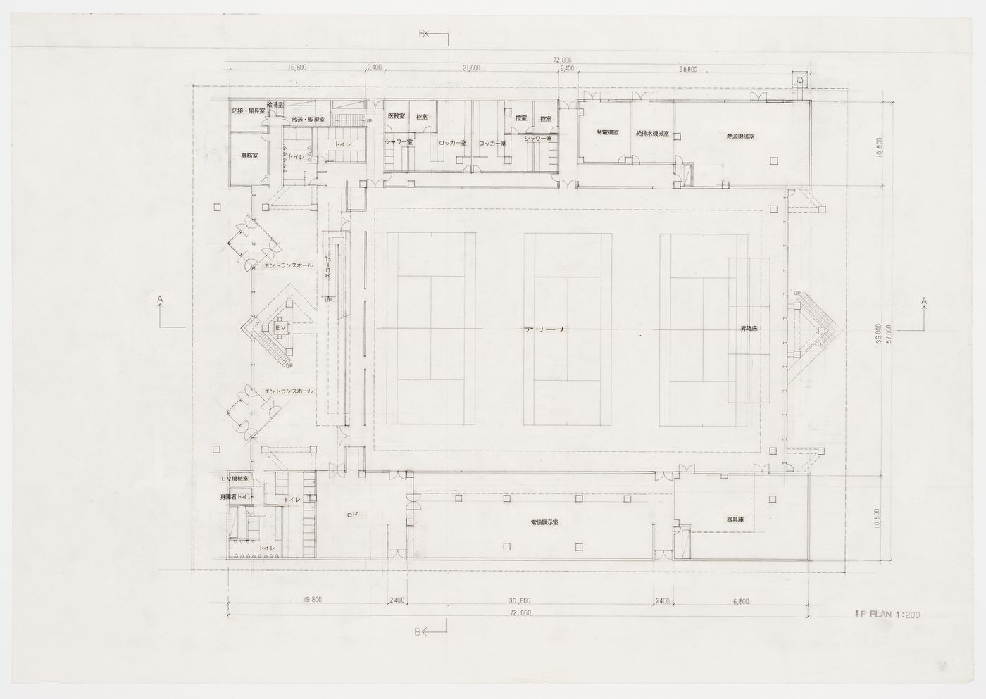 First floor plan, Galaxy Toyama Gymnasium, Imizu, Toyama, Japan