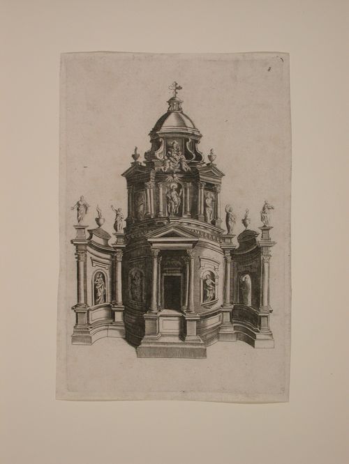 Design for a tabernacle showing the Trinity and saints