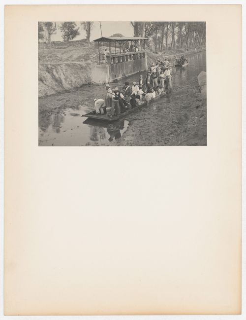 View of people on a riverboat, for the Fiesta - Dia de los Flores [?], Mexico