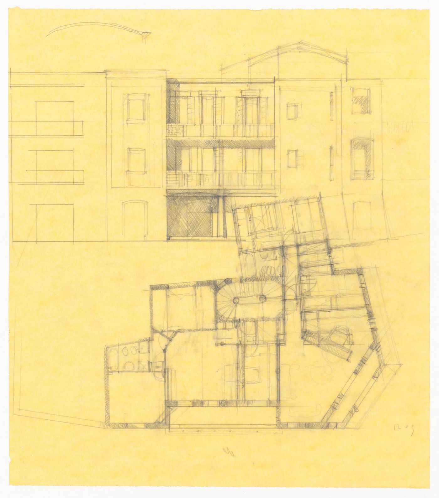 Elevation and floor plan for Casa sul Lungomare, Otranto, Italy