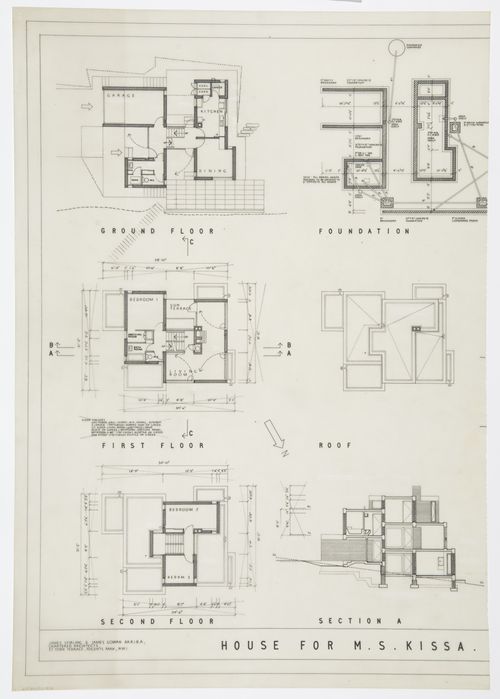 House in Chiltern Hills, Buckinghamshire, England: plans and section