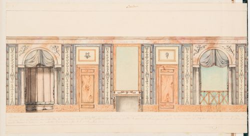 Project for renovations for a house for M. le Dhuy: Elevations showing the interior decoration for the salon and the boudoir