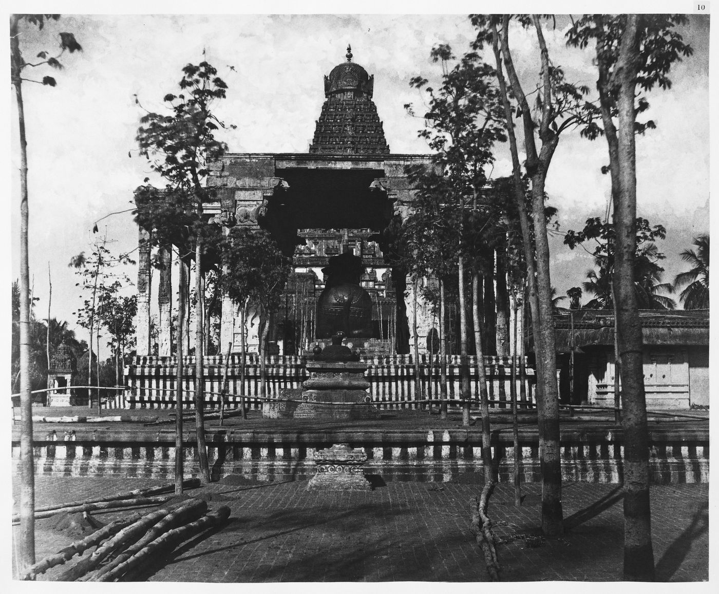 Tanjore.  Great pagoda, great bull as viewed on passing through the last gopurum.