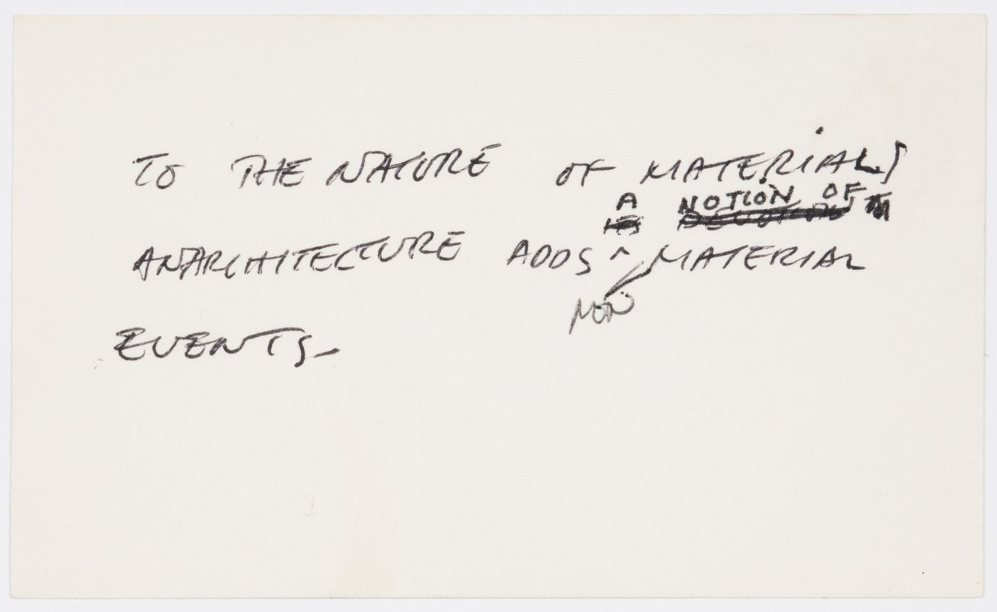 To the nature of materials anarchitecture adds a notion of non material events