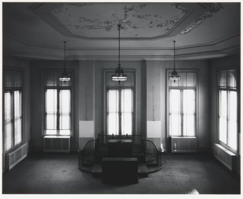 View of city council chamber, fourth floor, Old City Hall, Boston, Massachusetts, United States