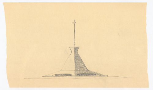 Sketched elevation, North Christian Church, Columbus, Indiana