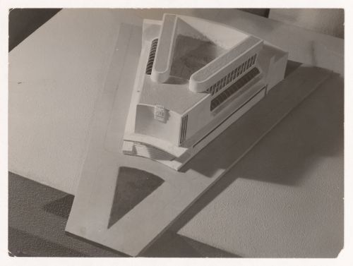 View of a model for an unidentified project, taken from above