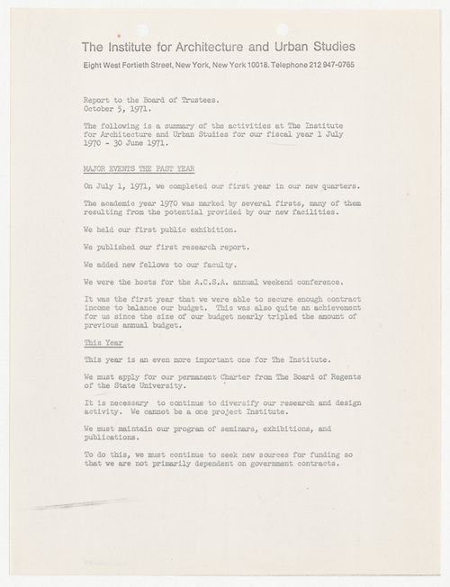 Report to the Board of Trustees