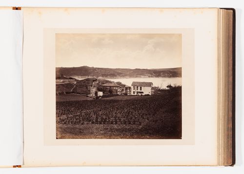 View across the Bosporus with houses and agricultural land in the foreground, Constantinople (now Istanbul), Ottoman Empire (now in Turkey)
